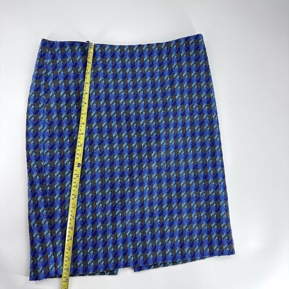 Talbots Skirt Knee Length Houndstooth Wool Blend Blue Lined Size 10P - Picture 7 of 9